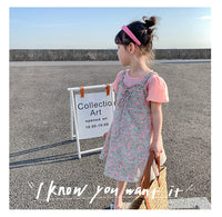 Load image into Gallery viewer, 2 Pieces Set Kid Girls Flower Bow Print Dresses And Tops Wholesale 220524220
