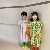 Load image into Gallery viewer, Kid Girls Striped Flower Print Dresses Wholesale 220524225

