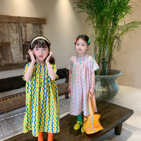 Load image into Gallery viewer, Kid Girls Striped Flower Print Dresses Wholesale 220524225
