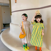 Load image into Gallery viewer, Kid Girls Striped Flower Print Dresses Wholesale 220524225
