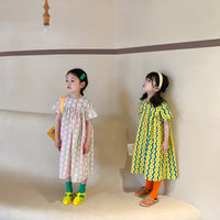 Load image into Gallery viewer, Kid Girls Striped Flower Print Dresses Wholesale 220524225
