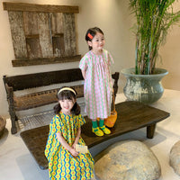 Load image into Gallery viewer, Kid Girls Striped Flower Print Dresses Wholesale 220524225
