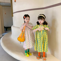 Load image into Gallery viewer, Kid Girls Striped Flower Print Dresses Wholesale 220524225
