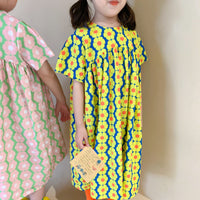 Load image into Gallery viewer, Kid Girls Striped Flower Print Dresses Wholesale 220524225
