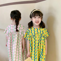 Load image into Gallery viewer, Kid Girls Striped Flower Print Dresses Wholesale 220524225
