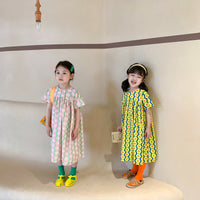 Load image into Gallery viewer, Kid Girls Striped Flower Print Dresses Wholesale 220524225
