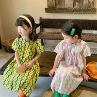 Load image into Gallery viewer, Kid Girls Striped Flower Print Dresses Wholesale 220524225
