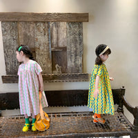 Load image into Gallery viewer, Kid Girls Striped Flower Print Dresses Wholesale 220524225
