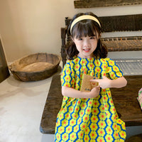 Load image into Gallery viewer, Kid Girls Striped Flower Print Dresses Wholesale 220524225
