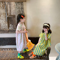Load image into Gallery viewer, Kid Girls Striped Flower Print Dresses Wholesale 220524225
