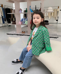 Load image into Gallery viewer, Kid Girls Checked Blazers Wholesale 220524227
