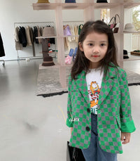 Load image into Gallery viewer, Kid Girls Checked Blazers Wholesale 220524227
