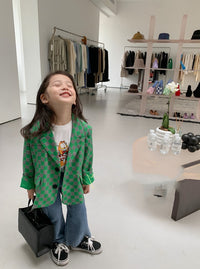 Load image into Gallery viewer, Kid Girls Checked Blazers Wholesale 220524227
