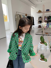 Load image into Gallery viewer, Kid Girls Checked Blazers Wholesale 220524227
