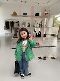 Load image into Gallery viewer, Kid Girls Checked Blazers Wholesale 220524227
