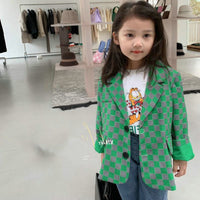 Load image into Gallery viewer, Kid Girls Checked Blazers Wholesale 220524227
