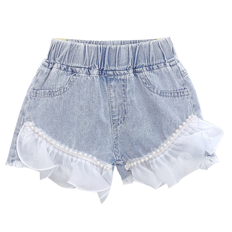 Kid Girls Solid Color Lace Shorts Jeans Wholesale 220524229