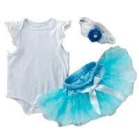 Load image into Gallery viewer, 3 Pieces Set Baby Girls Rompers And Solid Color Bow Skirts And Headwear Wholesale 22052423
