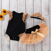 Load image into Gallery viewer, 3 Pieces Set Baby Girls Rompers And Solid Color Bow Skirts And Headwear Wholesale 22052423
