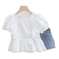 Load image into Gallery viewer, 2 Pieces Set Kid Girls Solid Color Tops And Shorts Wholesale 220524239
