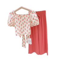Load image into Gallery viewer, 2 Pieces Set Baby Kid Girls Fruit Print Tops And Solid Color Pants Wholesale 220524247
