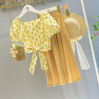 Load image into Gallery viewer, 2 Pieces Set Baby Kid Girls Fruit Print Tops And Solid Color Pants Wholesale 220524247
