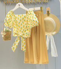 Load image into Gallery viewer, 2 Pieces Set Baby Kid Girls Fruit Print Tops And Solid Color Pants Wholesale 220524247
