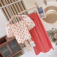 Load image into Gallery viewer, 2 Pieces Set Baby Kid Girls Fruit Print Tops And Solid Color Pants Wholesale 220524247
