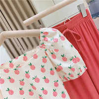 Load image into Gallery viewer, 2 Pieces Set Baby Kid Girls Fruit Print Tops And Solid Color Pants Wholesale 220524247
