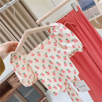 Load image into Gallery viewer, 2 Pieces Set Baby Kid Girls Fruit Print Tops And Solid Color Pants Wholesale 220524247
