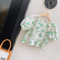 Load image into Gallery viewer, 2 Pieces Set Baby Kid Girls Flower Print Tops And Solid Color Skirts Wholesale 220524249
