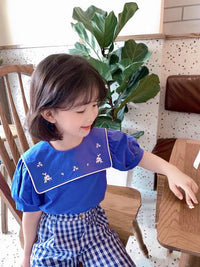 Load image into Gallery viewer, 2 Pieces Set Baby Kid Girls Embroidered Tops And Checked Pants Wholesale 220524255
