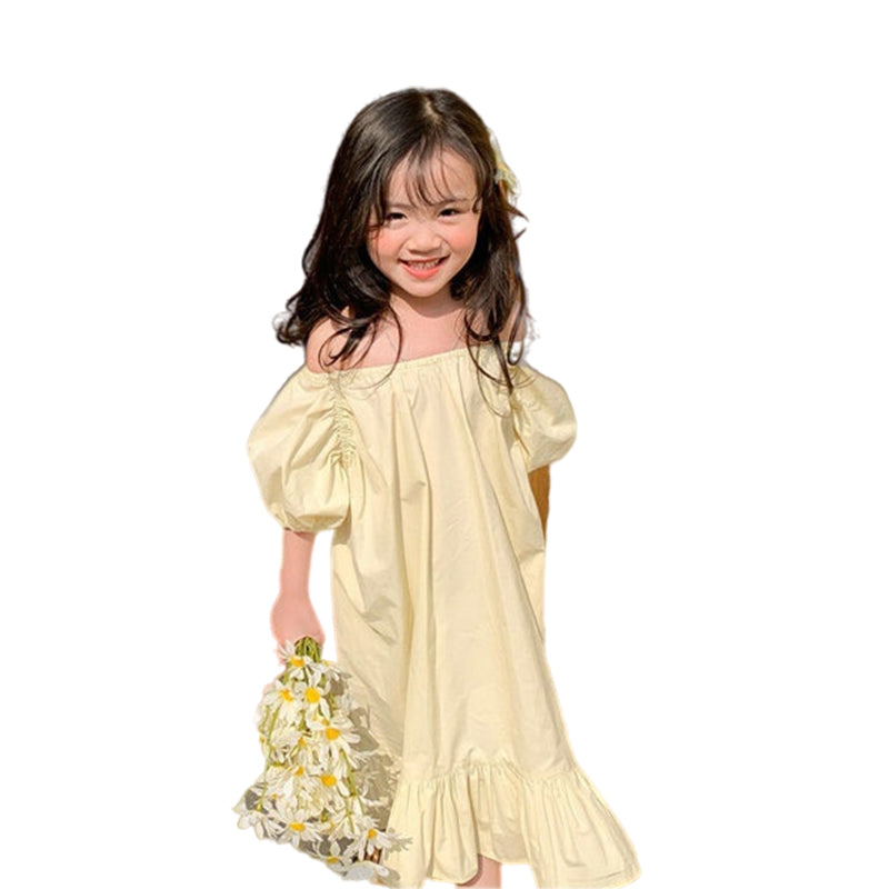 Baby Kid Girls Solid Color Dresses Wholesale 220524257