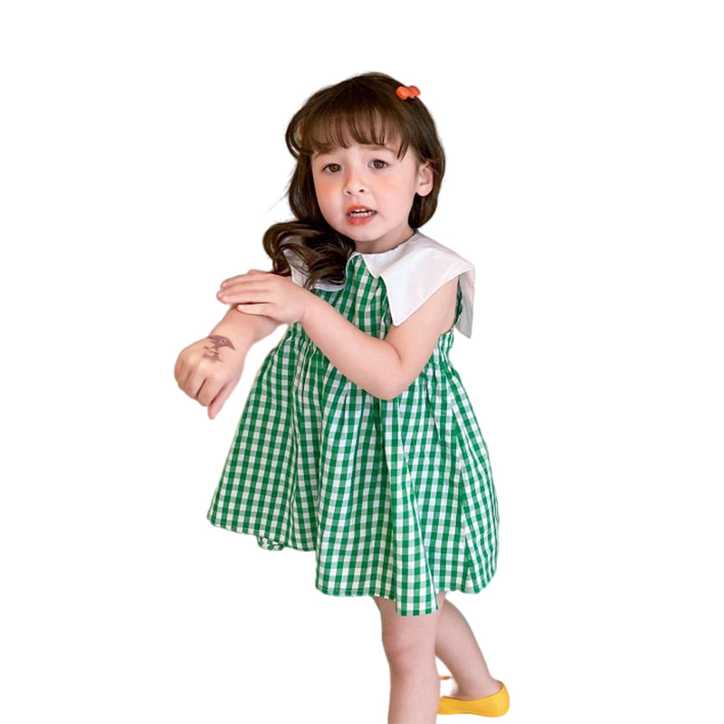 Baby Kid Girls Checked Dresses Wholesale 220524261