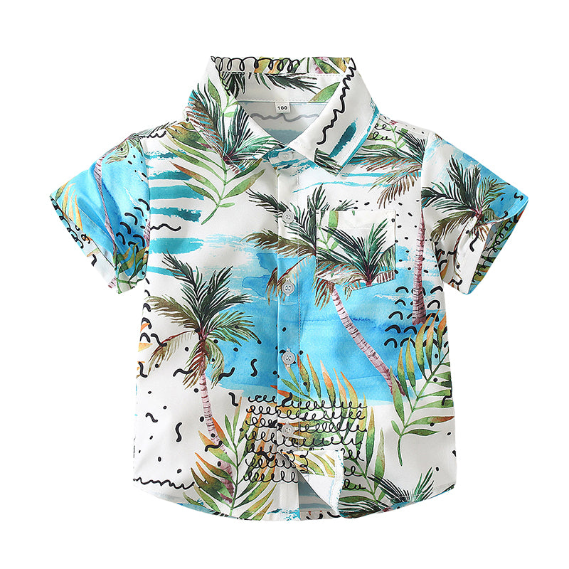 Baby Kid Boys Tropical print Beach Shirts Wholesale 220524269