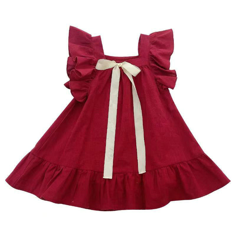 Baby Kid Girls Solid Color Bow Dresses Wholesale 220524270