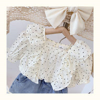 Load image into Gallery viewer, 2 Pieces Set Kid Girls Polka dots Blouses And Solid Color Shorts Wholesale 220524273
