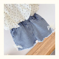 Load image into Gallery viewer, 2 Pieces Set Kid Girls Polka dots Blouses And Solid Color Shorts Wholesale 220524273
