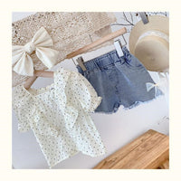 Load image into Gallery viewer, 2 Pieces Set Kid Girls Polka dots Blouses And Solid Color Shorts Wholesale 220524273
