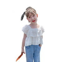 Load image into Gallery viewer, 2 Pieces Set Kid Girls Solid Color Tops And Ripped Pants Jeans Wholesale 220524282
