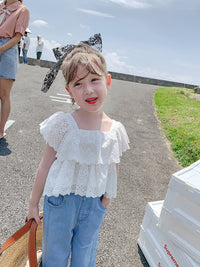 Load image into Gallery viewer, 2 Pieces Set Kid Girls Solid Color Tops And Ripped Pants Jeans Wholesale 220524282
