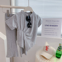 Load image into Gallery viewer, 2 Pieces Set Kid Girls Solid Color Tops And Pants Wholesale 220524286
