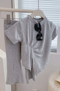 Load image into Gallery viewer, 2 Pieces Set Kid Girls Solid Color Tops And Pants Wholesale 220524286
