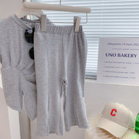 Load image into Gallery viewer, 2 Pieces Set Kid Girls Solid Color Tops And Pants Wholesale 220524286
