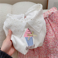 Load image into Gallery viewer, 2 Pieces Set Kid Girls Letters Bow Print Tops And Flower Skirts Wholesale 220524289
