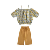 Load image into Gallery viewer, 2 Pieces Set Kid Girls Flower Print Tops And Solid Color Pants Wholesale 220524290
