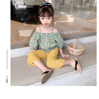 Load image into Gallery viewer, 2 Pieces Set Kid Girls Flower Print Tops And Solid Color Pants Wholesale 220524290
