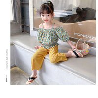 Load image into Gallery viewer, 2 Pieces Set Kid Girls Flower Print Tops And Solid Color Pants Wholesale 220524290
