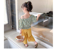 Load image into Gallery viewer, 2 Pieces Set Kid Girls Flower Print Tops And Solid Color Pants Wholesale 220524290
