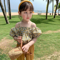 Load image into Gallery viewer, 2 Pieces Set Kid Girls Flower Print Tops And Solid Color Pants Wholesale 220524290
